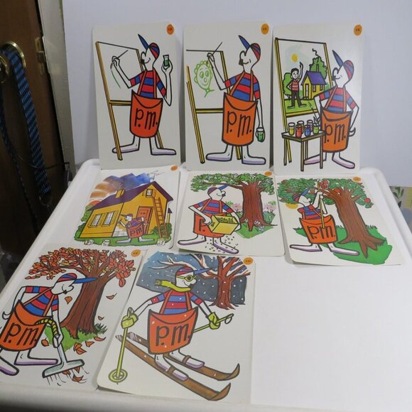 Peabody 60s story (8) cards Painting, Seasons Vintage Artwork - Picture 1 of 11